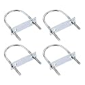 uxcell Round U-Bolts 4 Sets 2.36"(60mm) Inner Width 110mm Length Steel M6 with Nut, Plate, Washer