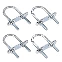 uxcell Round U-Bolts 4 Sets 1.34"(34mm) Inner Width 75mm Length Steel M6 with Nut, Plate, Washer