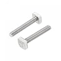 uxcell Square Head Bolt, 2pcs M4x25mm Fully Thread 304 Stainless Steel Grade C Square Machine Screws