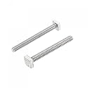 uxcell Square Head Bolt, 2pcs M6x50mm Fully Thread 304 Stainless Steel Grade C Square Machine Screws