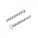uxcell Square Head Bolt, 2pcs M6x55mm Fully Thread 304 Stainless Steel Grade C Square Machine Screws
