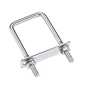uxcell Square U-Bolts 2-3/8"(60mm) Inner Width Carbon Steel M8 with Nuts, Frame Plate, Round Washers