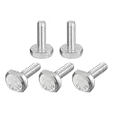 uxcell T-Slot Bolts, 5pcs M6x20mm T Slot Drop-in Stud Sliding Bolts 304 Stainless Steel T Shape Screws for T Track