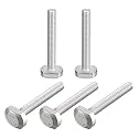uxcell T-Slot Bolts, 5pcs M6x45mm T Slot Drop-in Stud Sliding Bolts 304 Stainless Steel T Shape Screws for T Track