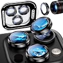 Uyiton for iPhone 13 Pro Max/13 Pro Camera Lens Protector - [2025 Design] Military-Grade Tempered Glass Metal Camera Cover, Outdoor/Travel/Daily Use, Black