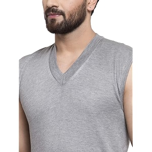 UZARUS Mens Sleeveless Solid V Neck Thermal