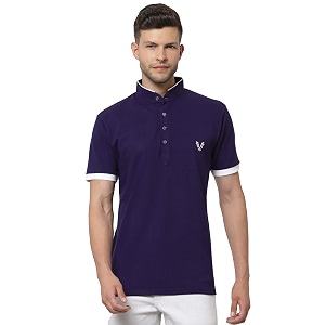 UZARUS Mens Solid Cotton Regular Fit Polo