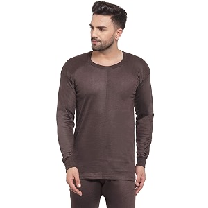UZARUS Mens Solid Thermal Set Round Neck