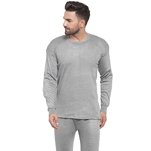 UZARUS Mens Solid Thermal Set Round Neck