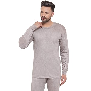 UZARUS Mens Solid Thermal Set Round Neck