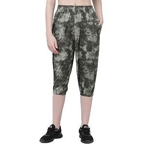 UZARUS Womens Animal Print Tie-Dye Strechable Capri