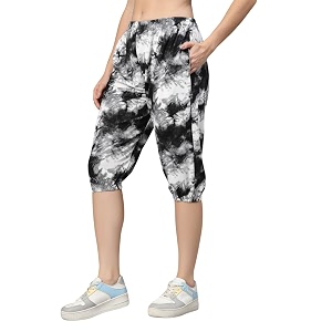 UZARUS Womens Animal Print Tie-Dye Strechable Capri