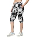 UZARUS Women39s Animal Print Tie-Dye Strechable Capri
