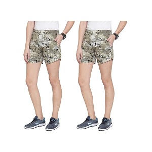 uzarus women39s cotton sports active gym printed shorts - pack of 2