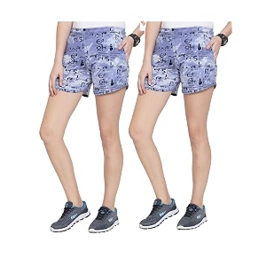 uzarus women39s cotton sports active gym printed shorts - pack of 2