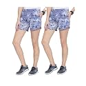 UZARUS Women's Cotton Sports Active Gym Printed Shorts - Pack of 2