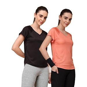 UZARUS Womens V-Neck Sports T-Shirt Pack