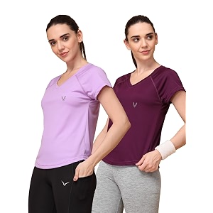 UZARUS Womens V-Neck Sports T-Shirt Pack