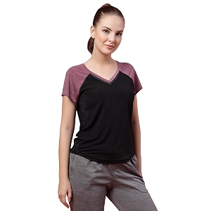 UZARUS Womens V-Neck Regular Fit Gym T-Shirt