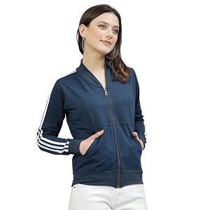 UZARUS Women Cotton Full Zipper Sweatshirt Fleece