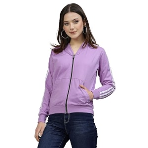 UZARUS Women Cotton Full Zipper Sweatshirt Fleece
