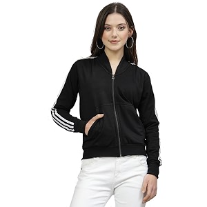 UZARUS Women Cotton Full Zipper Sweatshirt Fleece