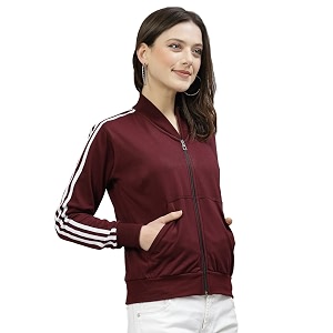 UZARUS Women Cotton Full Zipper Sweatshirt Fleece