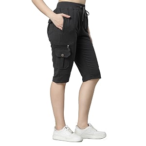 UZARUS Womens Cargo Capri Shorts with 9