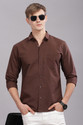 Uzmax Men Solid Casual Brown Shirt