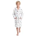 V.&amp;GRIN Boys Fleece Hooded Robe, Soft Print Bathrobe Kids 5-14(Gray Stars7-8)