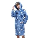 V.&amp;GRIN Boys Fleece Robe, Hooded Soft Fuzzy Bathrobe for Kids 5-14 Years
