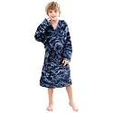 V.&amp;GRIN Boys Fleece Robe, Hooded Soft Fuzzy Bathrobe for Kids 5-14 Years