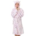 V.&amp;GRIN Girls Fleece Hooded Robe, Soft Unicorn Bathrobe for Kids 5-14 Years