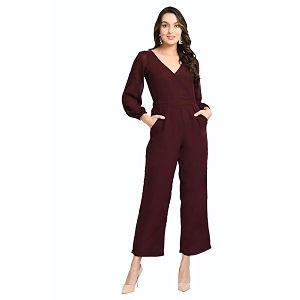 VM Womens Black V-Neck Jumpsuit Full