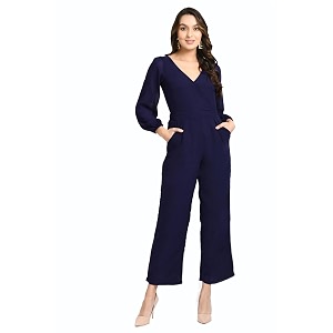 VM Womens Black V-Neck Jumpsuit Full
