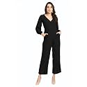 VampM Women39s Black V-Neck Jumpsuit Full