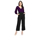 VampM Women39s Black V-Neck Jumpsuit Full