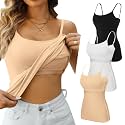 V FOR CITY Unpadded Tank Top for Women with Shelf Bra Cotton Camis 3 Pack