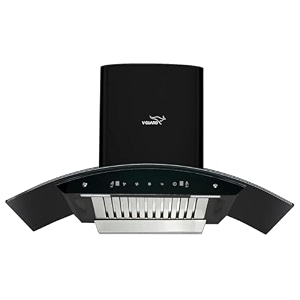 v-guard a20 bl180 kitchen chimney with 1300mh suction intelligent auto clean curved glass baffle filter motion sensor controls oil collector tray  free cleaning contractblack