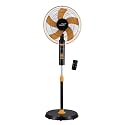 V Guard Esfera 5 Blade Pedestal Fan With Remote Control | Three Fan Speed Modes | 100% Copper Synchronous 1300 RPM Motor | CRNO Lamination For Optimum Energy Use | Orange Black | 40 cm (400mm)