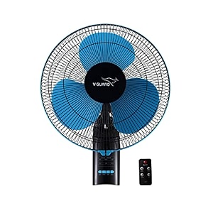 v-guard esfera plus rw 16 wall fan for home with remote control  3 speed controls inbuilt timer  powerful 100 copper motor  corrossion-resistant metal grill  sweep 40 cm blue black