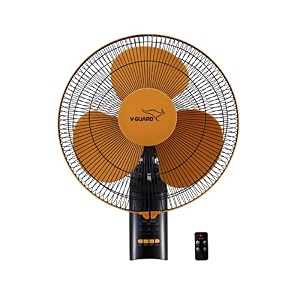 v-guard esfera plus rw 16 wall fan for home with remote control  3 speed controls inbuilt timer  powerful 100 copper motor  corrossion-resistant metal grill  sweep 40 cm orange black