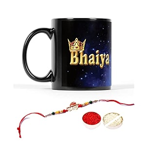 v kraft rudhraksh rakhi gift pack with roli chawal for tilak for bhai with world39s best bro ever printed stylish coffee mug for brocousinbhailittle bro for rakshabandhan black-16