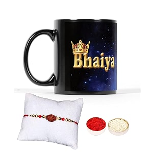 v kraft rudhraksh rakhi gift pack with roli chawal for tilak for bhai with world39s best bro ever printed stylish coffee mug for brocousinbhailittle bro for rakshabandhan black-15