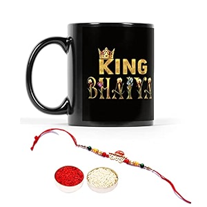 v kraft rudhraksh rakhi gift pack with roli chawal for tilak for bhai with world39s best bro ever printed stylish coffee mug for brocousinbhailittle bro for rakshabandhan black-06