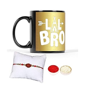 v kraft 34 rudhraksh rakhi gift pack with roli chawal for tilak for bhai with 34world39s best bro ever 34 printed stylish coffee mug for brocousinbhailittle bro for rakshabandhan black-14