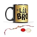 V Kraft rudhraksh Rakhi Gift Pack with roli chawal for Tilak for bhai with World's Best bro Ever Printed Stylish Coffee Mug for bro,Cousin,bhai,Little bro for rakshabandhan (black-13)