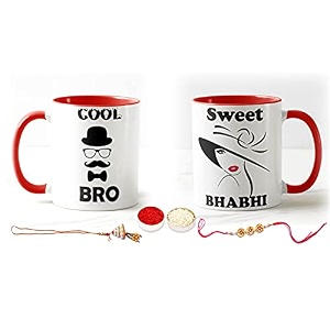 v kraft rakhi with roli chawal for tilak for brother and lumba rakhi for bhabhi gift with latest king bhaiya queen bhabhi printed couple mug combo pack for bhaiya bhabhi red 3 tone-01