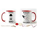 V Kraft Rakhi with roli chawal for Tilak for Brother and lumba Rakhi for Bhabhi Gift with Latest King bhaiya Queen bhabhi Printed Couple Mug Combo Pack for Bhaiya Bhabhi (red 3 tone-01)