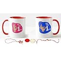 V Kraft Rakhi with roli chawal for Tilak for Brother and lumba Rakhi for Bhabhi Gift with Latest King bhaiya Queen bhabhi Printed Couple Mug Combo Pack for Bhaiya Bhabhi (red 3 tone-07)